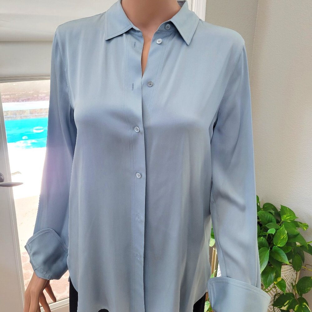 Vince Silk Sky Blue Blouse Small NWT